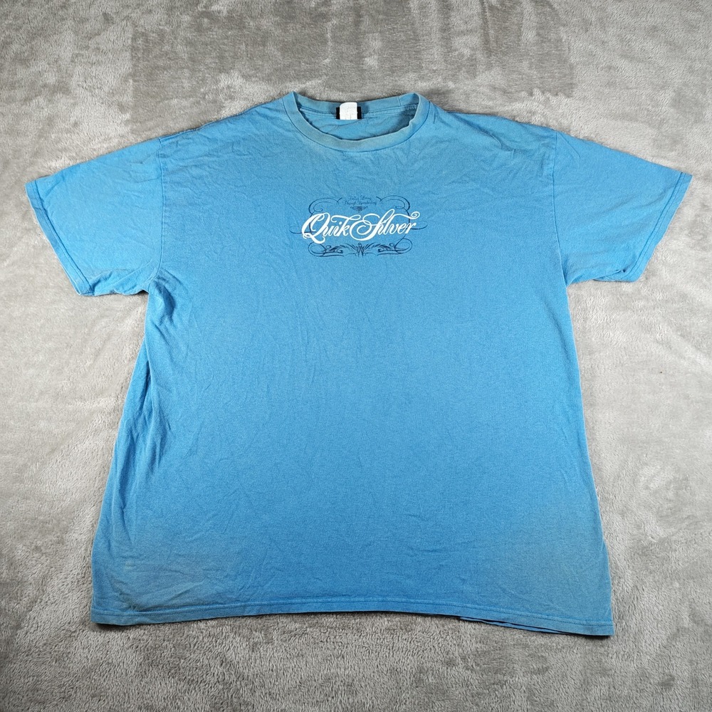 Vintage Quiksilver Shirt Mens Large Blue Graphic Tee Surf Skater Y2K